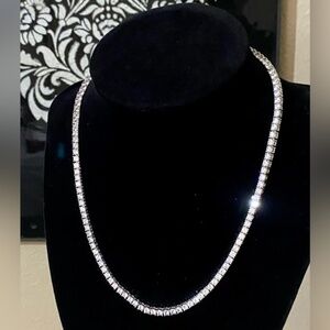 GORGEOUS AAA Grade CZ 925 Silver Tennis Necklace 16" 3mm